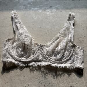 Victoria’s Secret Dream Angels Unlined Plunge 32C White Lace Bra Underwire